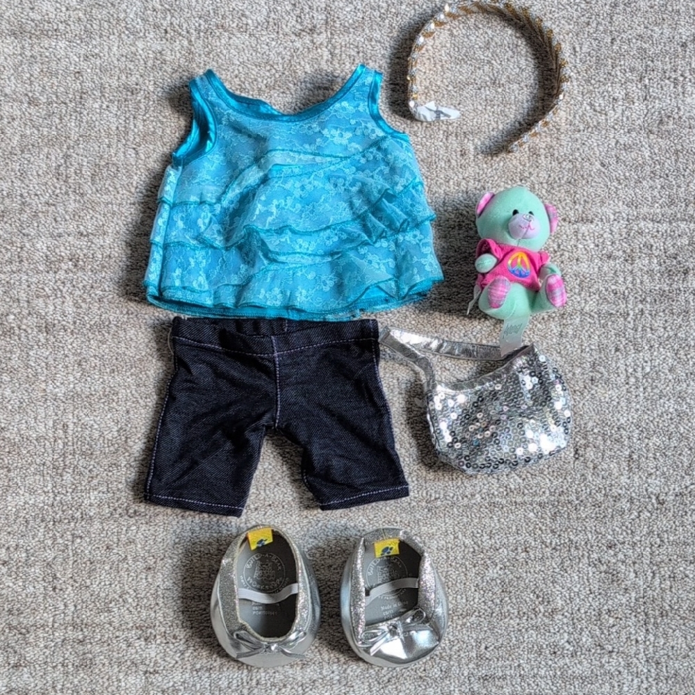 Build-A-Bear Turquoise and Silver Outfit Set